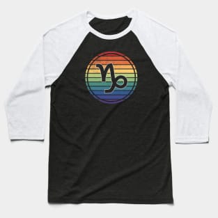 Vintage Distressed Rainbow Gay Pride Zodiac Capricorn Baseball T-Shirt